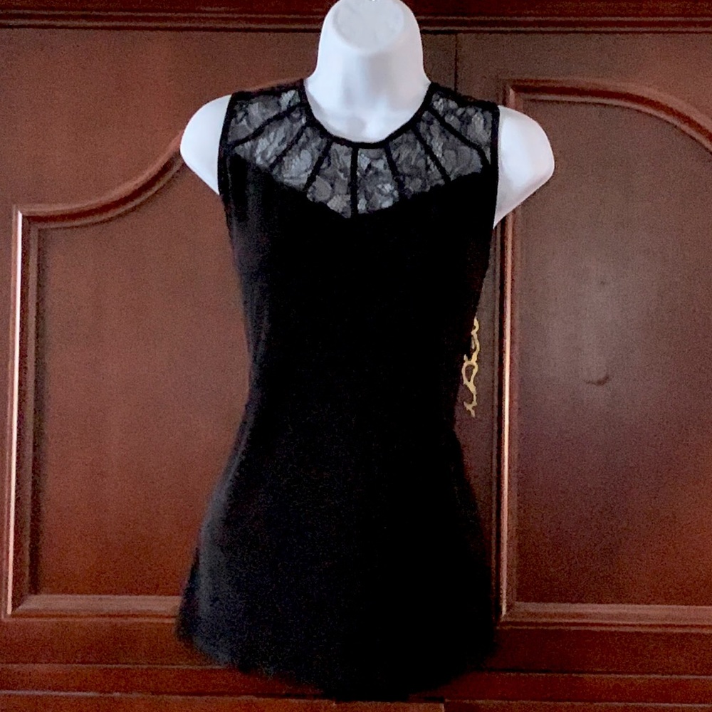 SOLD Black lace window sleeveless top